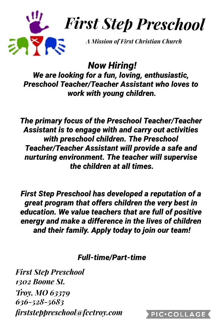 Preschool assistant teacher job openings